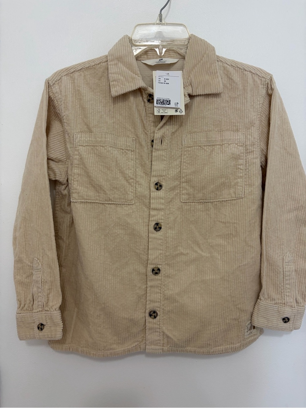 H&M Beige Corduroy Overshirt Jacket kids size 10